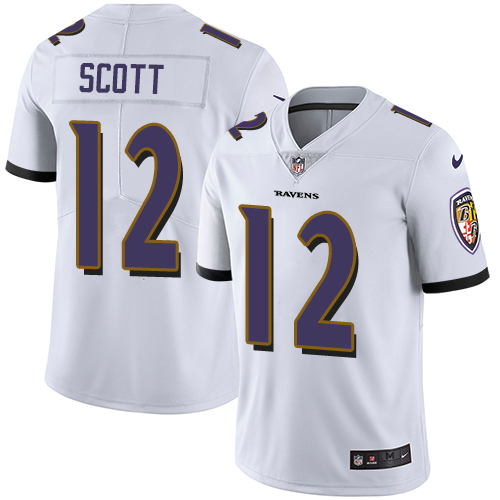 Baltimore Ravens #12 Jaleel Scott White Men's Stitched Vapor Untouchable Limited Jersey Men's