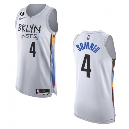 Brooklyn Brooklyn Nets #4 Edmond Sumner White 2022-23 Authentic Jersey - City Edition Mens