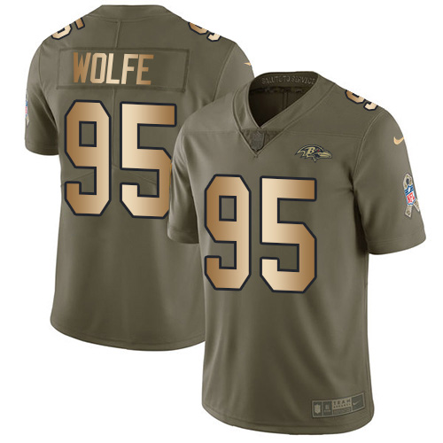 Baltimore Ravens #95 Derek Wolfe Olive/Gold Youth Stitched Limited 2017 Salute To Service Jersey Youth