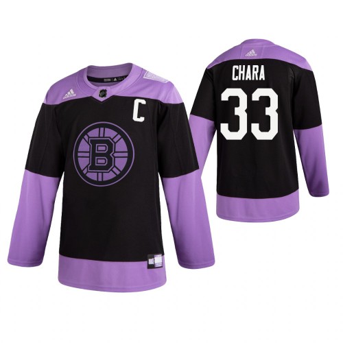 Adidas Boston Bruins #33 Zdeno Chara Men's Black Hockey Fights Cancer Practice Jersey Men's
