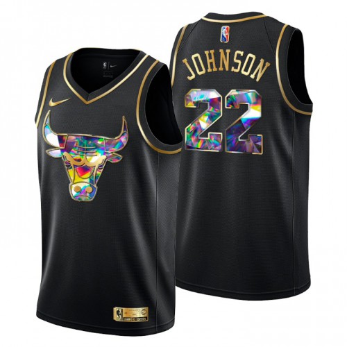 Chicago Chicago Bulls #22 Alize Johnson Mens Golden Edition Diamond Logo 2021/22 Swingman Jersey - Black Mens