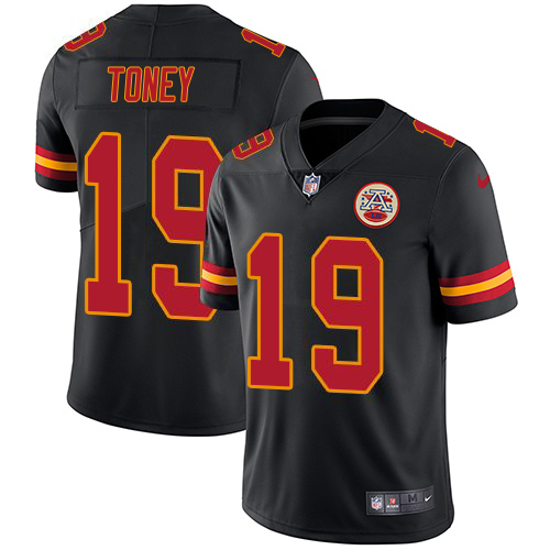 Chiefs #19 Kadarius Toney Black Youth Stitched Limited Rush Jersey