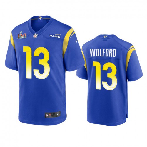 Los Angeles Los Angeles Rams #13 John Wolford Men's Super Bowl LVI Patch Game Jersey - Royal Men's