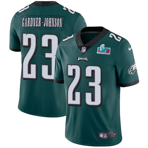 Eagles #23 C.J. Gardner-Johnson Green Team Color Super Bowl LVII Patch Men's Stitched Vapor Untouchable Limited Jersey