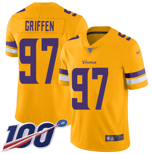 Minnesota Vikings #97 Everson Griffen Gold Men's Stitched Limited Inverted Legend 100th Season Jersey Men's