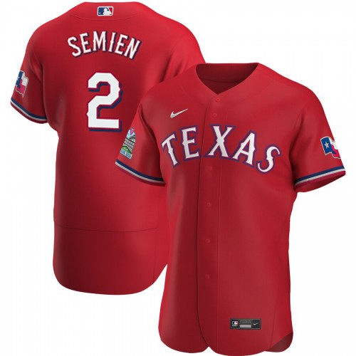 Texas Texas Rangers #2 Marcus Semien Men's Scarlet Alternate 2020 Authentic Team Jersey Men's