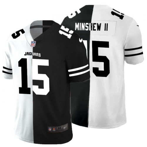 Jacksonville Jacksonville Jaguars #15 Gardner Minshew II Men's Black V White Peace Split Vapor Untouchable Limited Jersey Men's