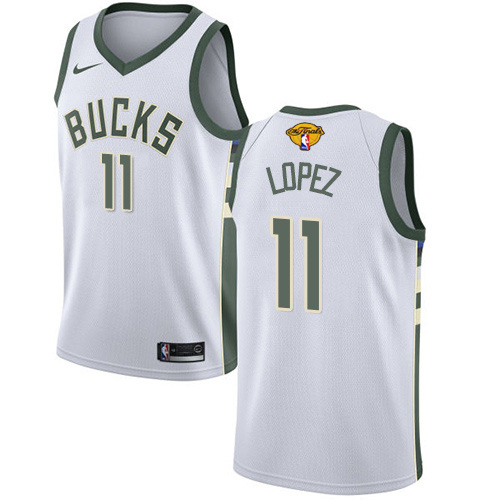 Milwaukee Bucks #11 Brook Lopez Mens 2021 Finals Bound Swingman Association Edition Jersey White Youth
