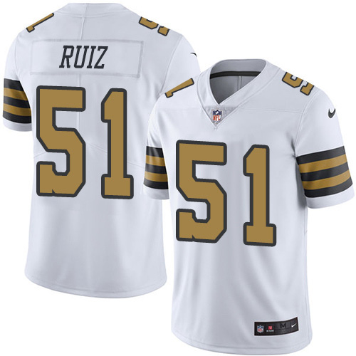 New Orleans Saints #51 Cesar Ruiz White Men's Stitched Limited Rush Jersey Men's