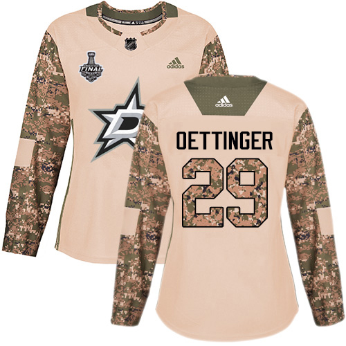 Adidas Dallas Stars #29 Jake Oettinger Camo Authentic 2017 Veterans Day Women's 2020 Stanley Cup Final Stitched Jersey Womens