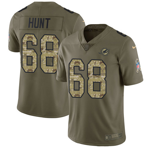 Miami Dolphins #68 Robert Hunt Olive/Camo Men's Stitched Limited 2017 Salute To Service Jersey Men's