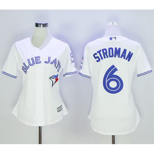 Toronto Blue Jays #6 Marcus Stroman White Women's Home Stitched Jersey Womens