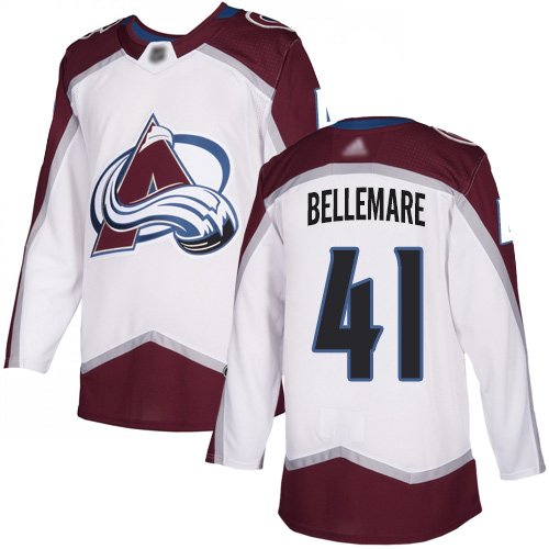 Adidas Colorado Avalanche #41 Pierre-Edouard Bellemare White Road Authentic Stitched Jersey Men's