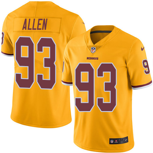 Commanders #93 Jonathan Allen Gold Youth Stitched Limited Rush Jersey