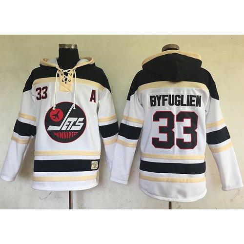 Winnipeg Jets #33 Dustin Byfuglien White Sawyer Hooded Sweatshirt Stitched Jersey Men's