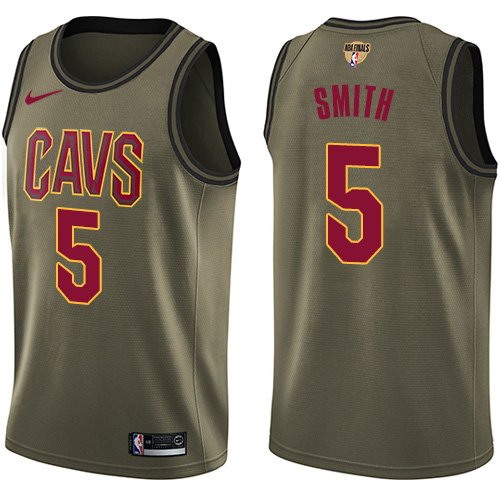 Cleveland Cavaliers #5 J.R. Smith Green Salute to Service The Finals Patch Swingman Jersey Mens
