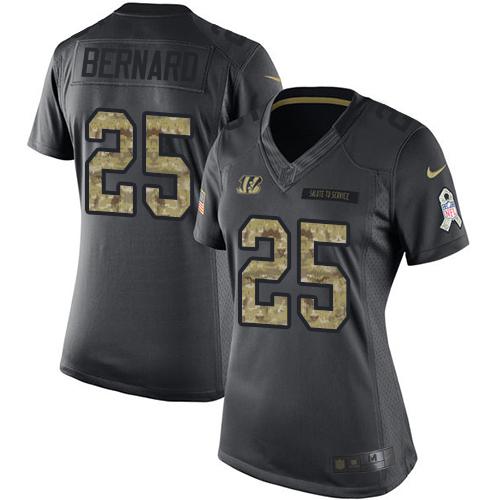 Cincinnati Bengals #25 Giovani Bernard Black Women's Stitched Limited 2016 Salute to Service Jersey Womens