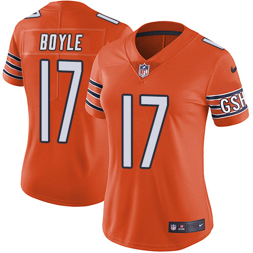 Bears #17 Tim Boyle Orange Women's Stitched Limited Rush Jersey