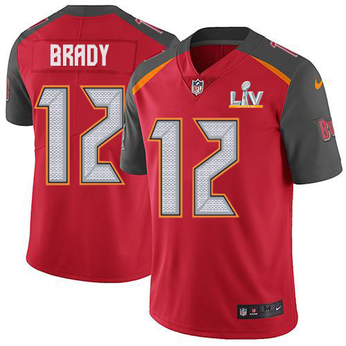 Buccaneers #12 Tom Brady Red Team Color Men's Super Bowl LV Bound Stitched Vapor Untouchable Limited Jersey
