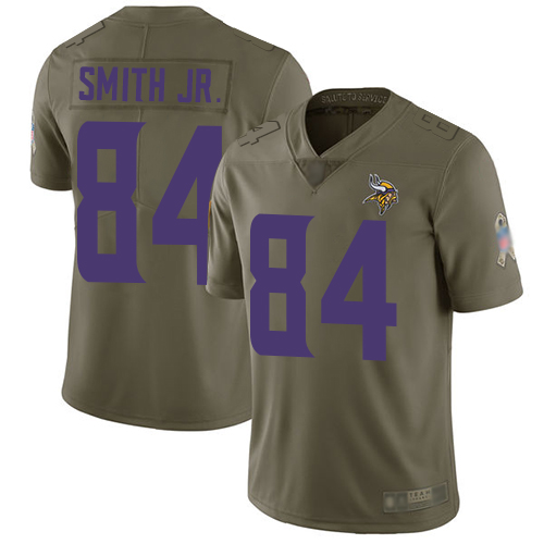 Minnesota Vikings #84 Irv Smith Jr. Olive Men's Stitched Limited 2017 Salute To Service Jersey Men's