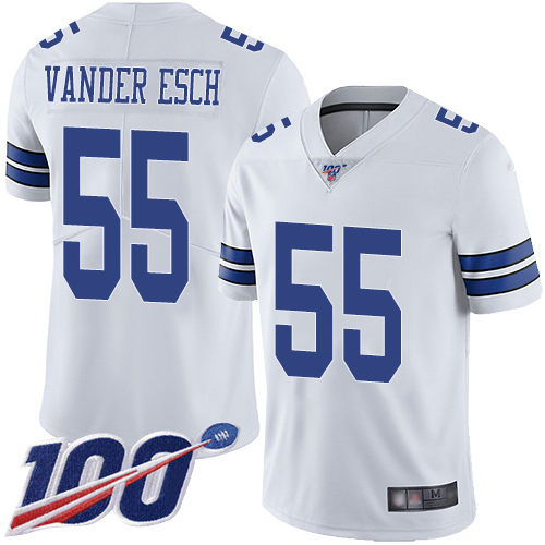 Cowboys #55 Leighton Vander Esch White Men's Stitched 100th Season Vapor Limited Jersey