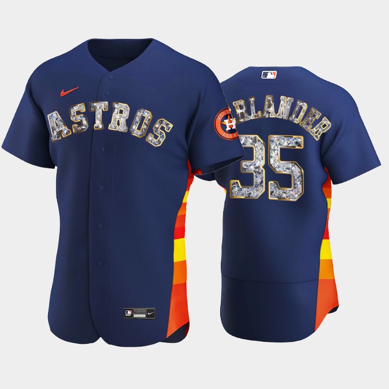 Houston Astros #35 Justin Verlander Men's Diamond Edition Jersey - Navy