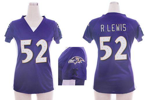 Ravens #52 Ray Lewis Purple Team Color Draft Him Name & Number Top Women's Stitched Elite Jersey