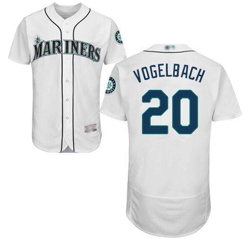 Seattle Mariners #20 Dan Vogelbach White Flexbase Authentic Collection Stitched Jersey Men's