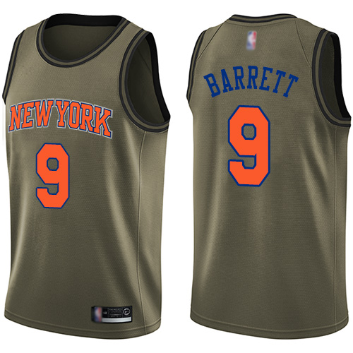 New York Knicks #9 R.J. Barrett Green Salute to Service Youth Swingman Jersey Youth
