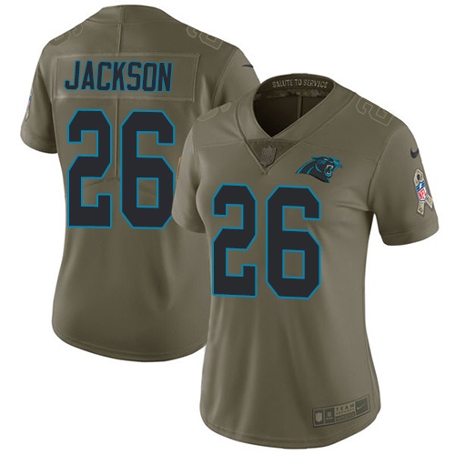 Carolina Panthers #26 Donte Jackson Olive Women's Stitched Limited 2017 Salute to Service Jersey Womens