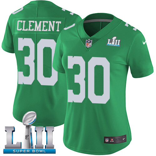 Philadelphia Eagles #30 Corey Clement Green Super Bowl LII Women's Stitched Limited Rush Jersey Womens