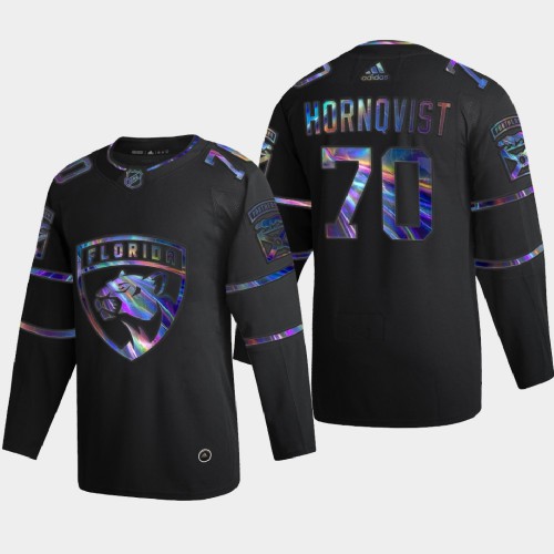 Florida Florida Panthers #70 Patric Hornqvist Men's Iridescent Holographic Collection Jersey - Black Men's