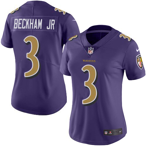Ravens #3 Odell Beckham Jr. Purple Women's Stitched Limited Rush Jersey