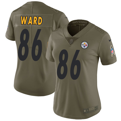 Pittsburgh Steelers #86 Hines Ward Olive Women's Stitched Limited 2017 Salute to Service Jersey Womens