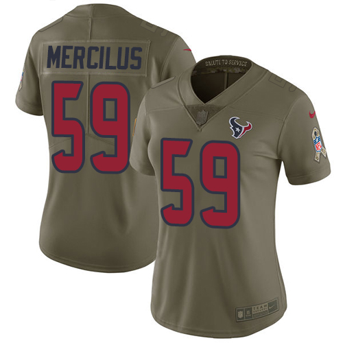 Houston Texans #59 Whitney Mercilus Olive Women's Stitched Limited 2017 Salute to Service Jersey Womens