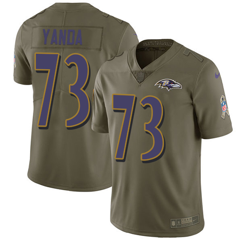 Baltimore Ravens #73 Marshal Yanda Olive Youth Stitched Limited 2017 Salute to Service Jersey Youth