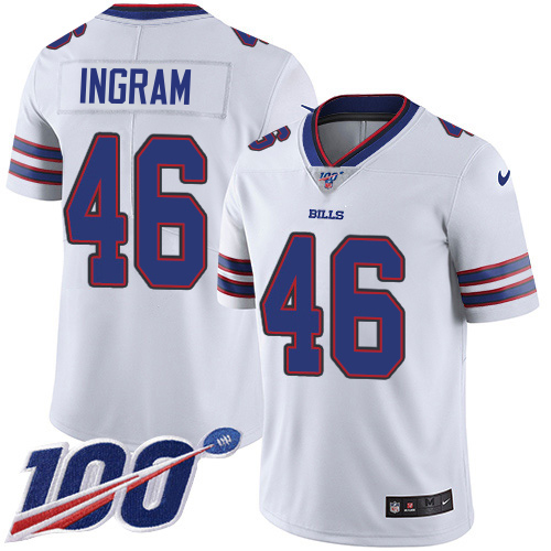 Bills #46 Ja'Marcus Ingram White Youth Stitched 100th Season Vapor Limited Jersey