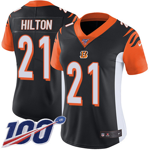 Cincinnati Bengals #21 Mike Hilton Black Team Color Women's Stitched 100th Season Vapor Untouchable Limited Jersey Womens