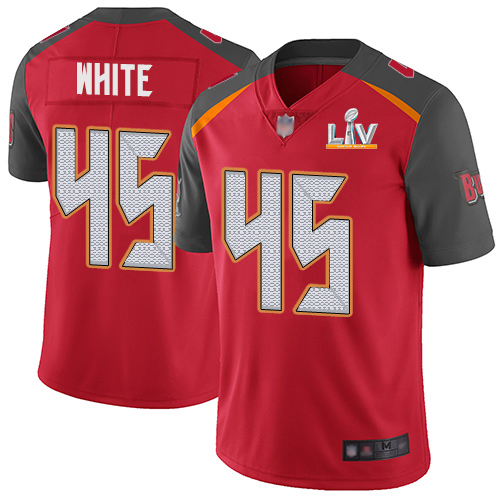 Buccaneers #45 Devin White Red Team Color Men's Super Bowl LV Bound Stitched Vapor Untouchable Limited Jersey
