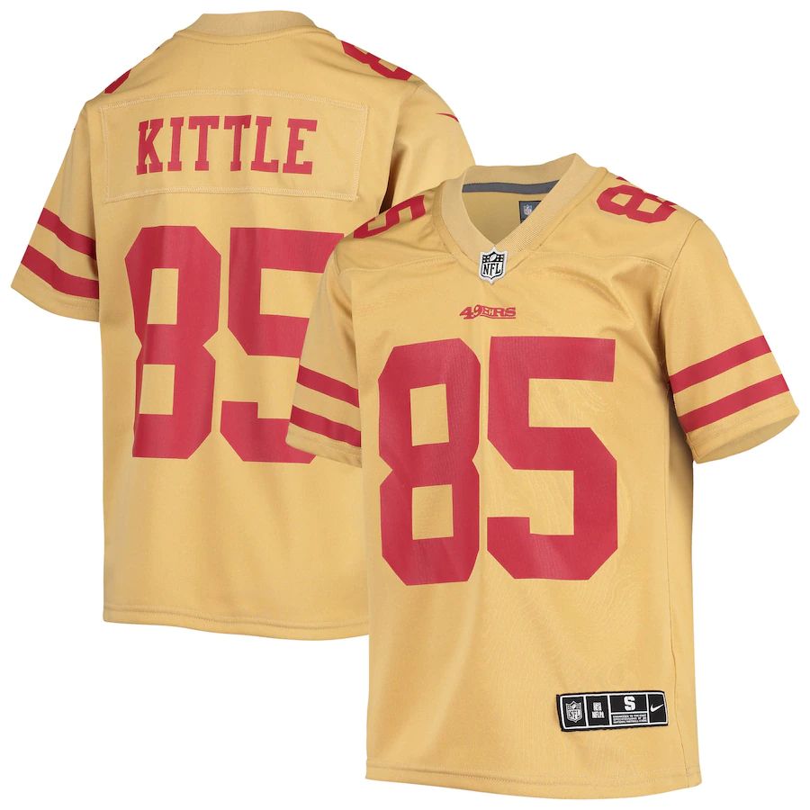 San Francisco 49ers #85 George Kittle Youth Gold Inverted Team Game Jersey