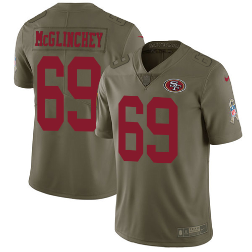 San Francisco 49ers #69 Mike McGlinchey Olive Men's Stitched Limited 2017 Salute To Service Jersey Men's