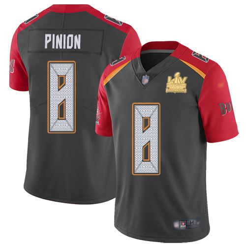 Tampa Bay Buccaneers #8 Bradley Pinion Gray Men's Super Bowl LV Champions Patch Stitched Limited Inverted Legend Jersey Men's