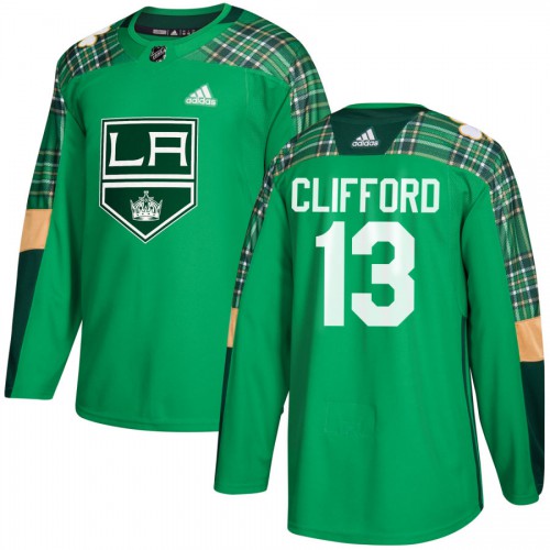 Adidas Los Angeles Kings #13 Kyle Clifford adidas Green St. Patrick's Day Authentic Practice Stitched Jersey Men's