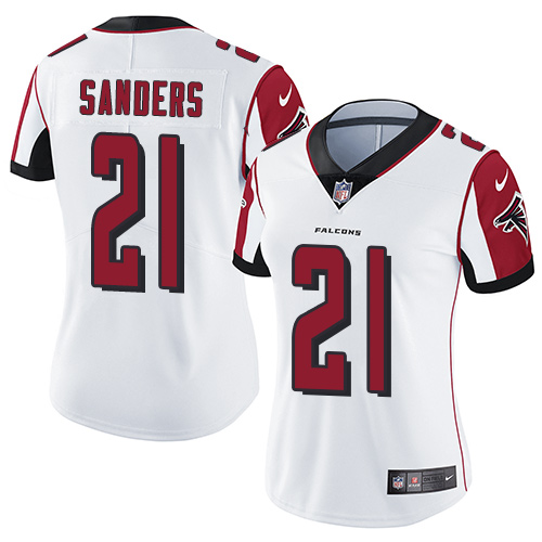 Atlanta Falcons #21 Deion Sanders White Women's Stitched Vapor Untouchable Limited Jersey Womens