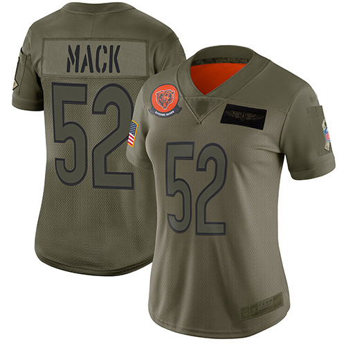 Chicago Bears #52 Khalil Mack Camo Women's Stitched Limited 2019 Salute to Service Jersey Womens