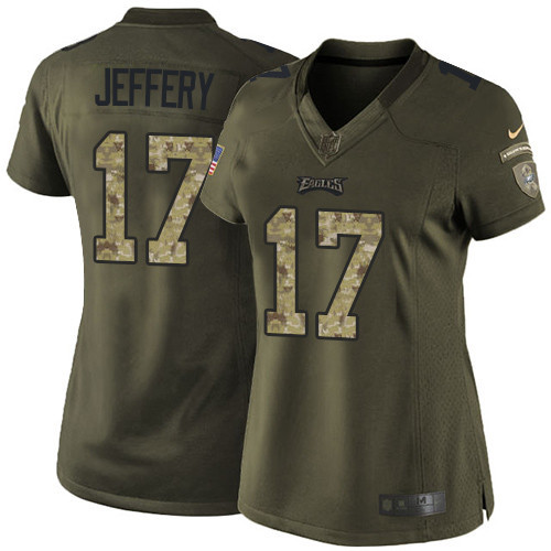 Philadelphia Eagles #17 Alshon Jeffery Green Women's Stitched Limited 2015 Salute to Service Jersey Womens