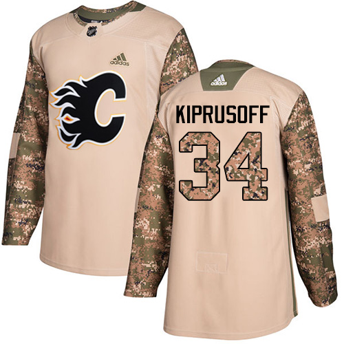 Adidas Calgary Flames #34 Miikka Kiprusoff Camo Authentic 2017 Veterans Day Stitched Jersey Men's
