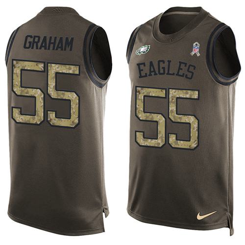 Eagles #55 Brandon Graham Green Men's Stitched Limited Salute To Service Tank Top Jersey