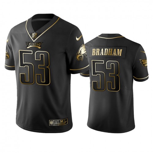 Philadelphia Eagles #53 Nigel Bradham Black Golden Limited Edition Stitched Jersey Men's