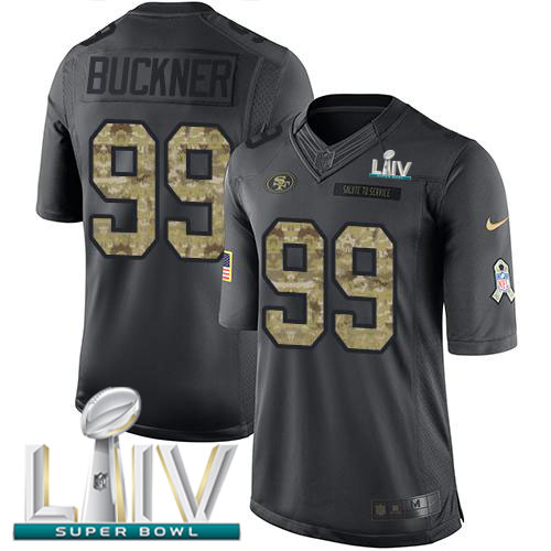 San Francisco 49ers #99 DeForest Buckner Black Super Bowl LIV 2020 Men's Stitched Limited 2016 Salute to Service Jersey Men's